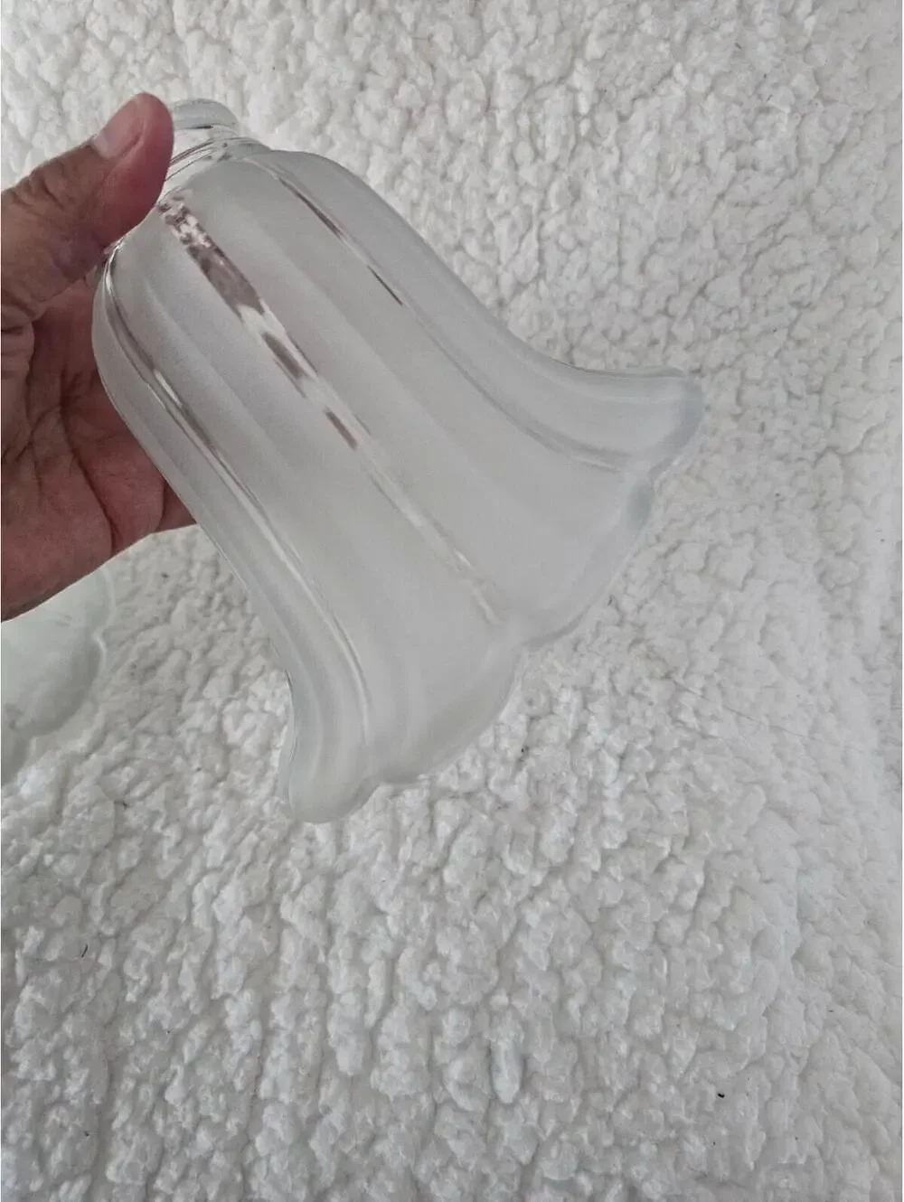 (2pc) Vintage Fluted Frosted Glass Tulip Light Fixture Globe 5.5